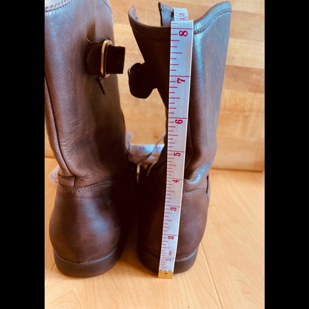 UGG Frances Distressed Brown Leather DBL Buckle Ankle CG Boots Wide Calf 8-8.5 - Picture 3 of 10